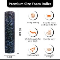 Black Portable Massage Roller- Lightweight Foam Rollers for Muscles Provides Relief from Pain Fatigue Improves Tissue Recovery – Portable Massage Roller for Gym (Blue dot 90)